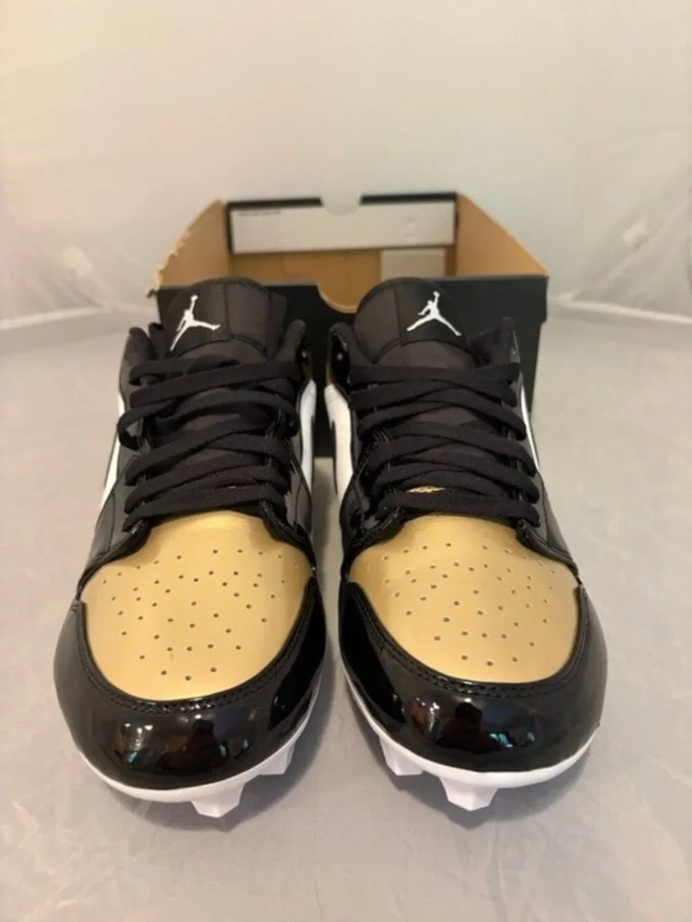 Jordan 1 low TD gold toe black football cleats men’s size 10.5 FJ6245 701 New